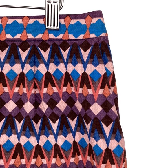 J. Crew Womens Geometric Patterned Skirt Size 8 Lined Blue & Purple - Picture 2 of 8